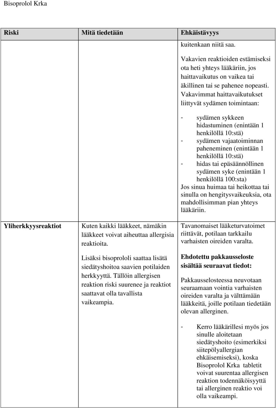 tai epäsäännöllinen sydämen syke (enintään 1 henkilöllä 100:sta) Jos sinua huimaa tai heikottaa tai sinulla on hengitysvaikeuksia, ota mahdollisimman pian yhteys lääkäriin.