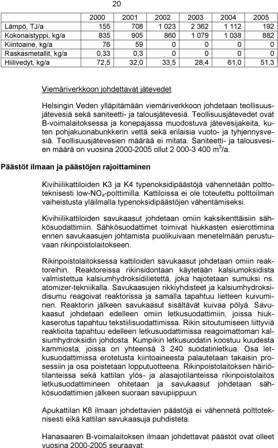 Teollisuusjätevedet ovat B voimalaitoksessa ja konepajassa muodostuva jätevesijakeita, kuten pohjakuonabunkkerin vettä sekä erilaisia vuoto ja tyhjennysvesiä. Teollisuusjätevesien määrää ei mitata.