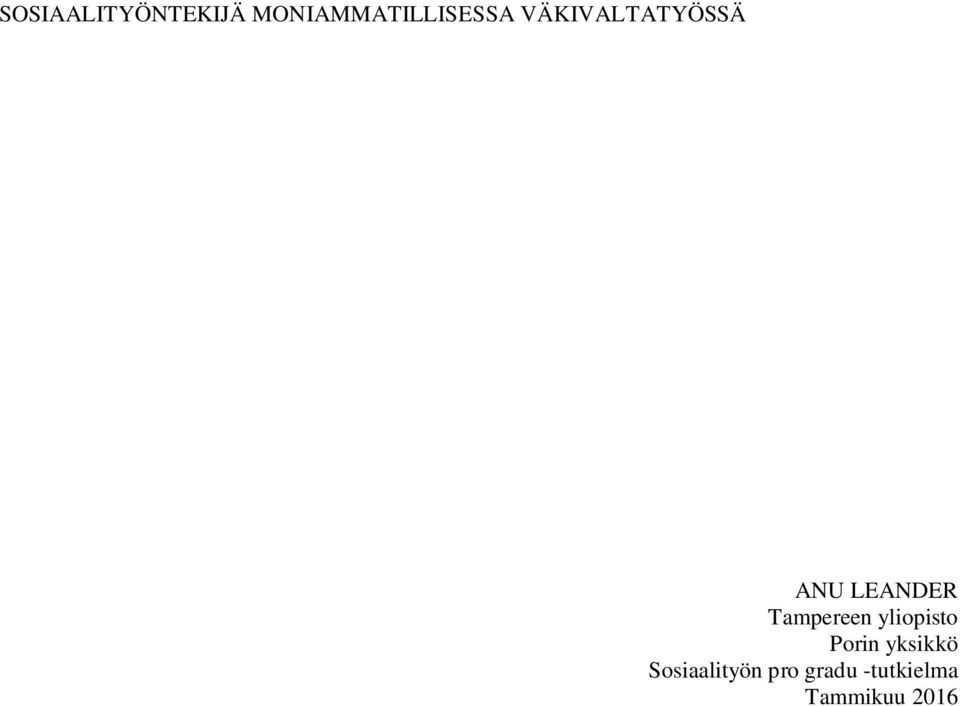 ANU LEANDER Tampereen yliopisto