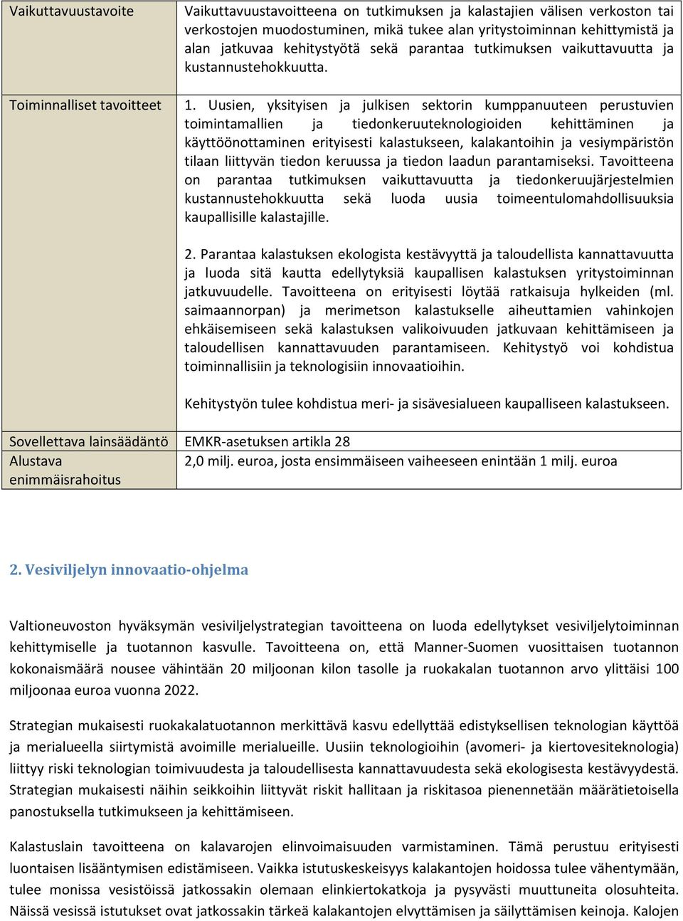 Uusien, yksityisen ja julkisen sektorin kumppanuuteen perustuvien toimintamallien ja tiedonkeruuteknologioiden kehittäminen ja käyttöönottaminen erityisesti kalastukseen, kalakantoihin ja