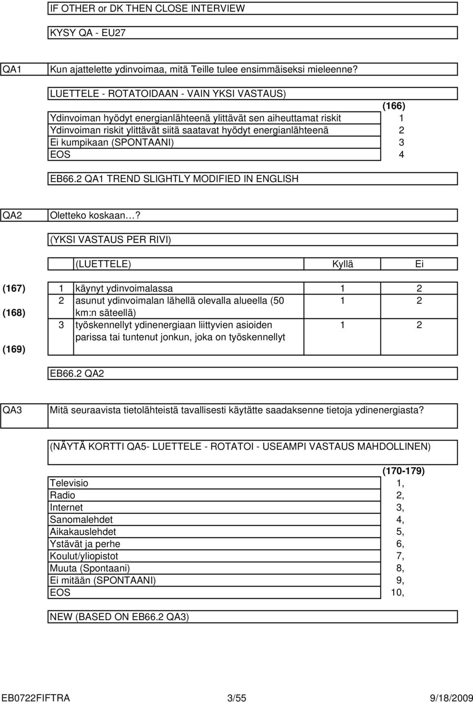 (SPONTAANI) (66) EB66. QA TREND SLIGHTLY MODIFIED IN ENGLISH QA Oletteko koskaan?