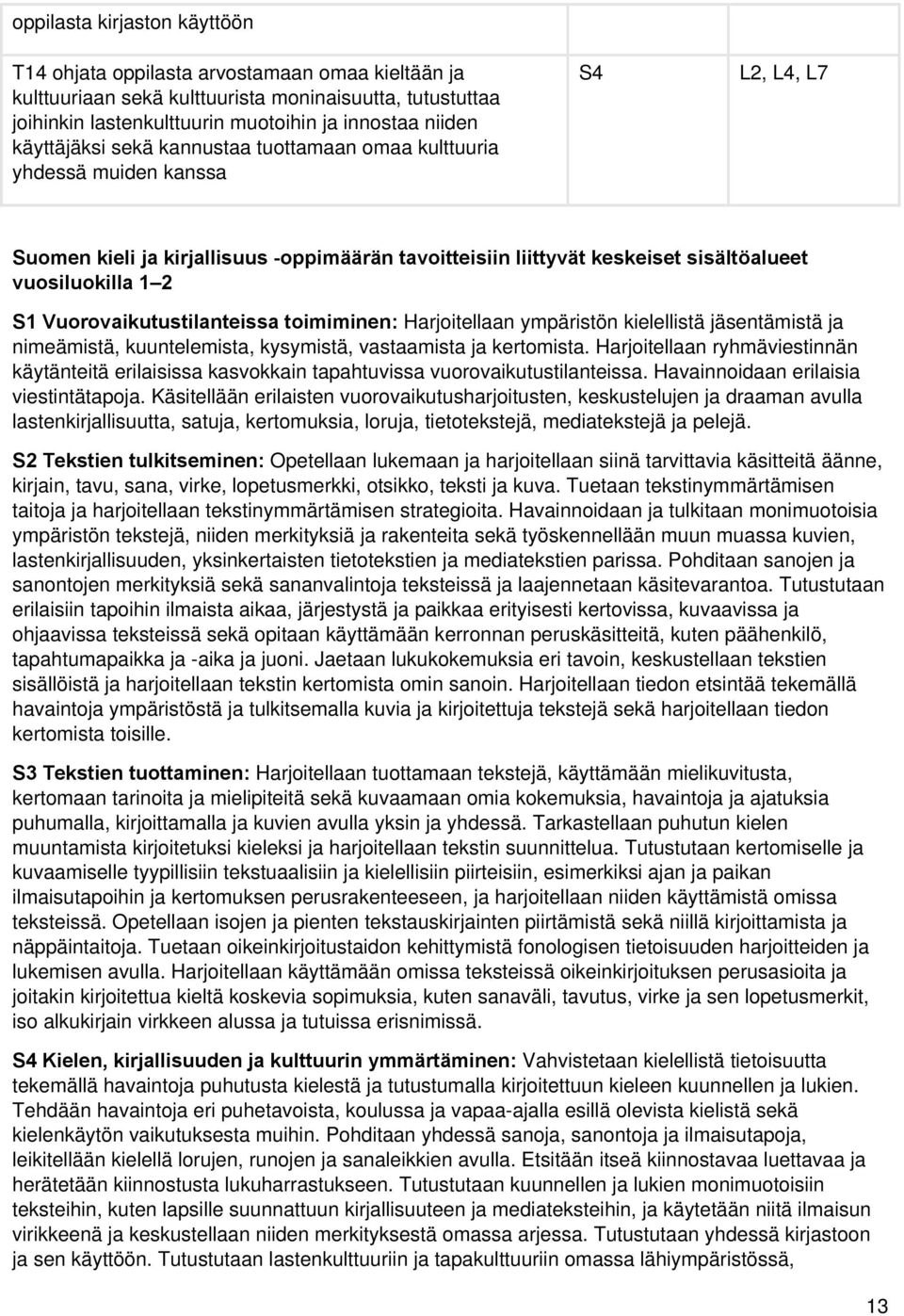 Vuorovaikutustilanteissa toimiminen: Harjoitellaan ympäristön kielellistä jäsentämistä ja nimeämistä, kuuntelemista, kysymistä, vastaamista ja kertomista.