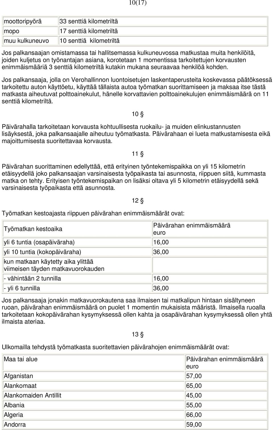 Jos palkansaaja, jolla on Verohallinnon luontoisetujen laskentaperusteita koskevassa päätöksessä tarkoitettu auton käyttöetu, käyttää tällaista autoa työmatkan suorittamiseen ja maksaa itse tästä