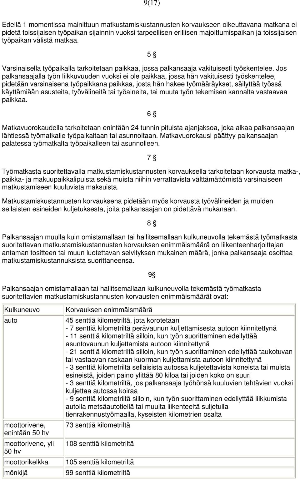 Jos palkansaajalla työn liikkuvuuden vuoksi ei ole paikkaa, jossa hän vakituisesti työskentelee, pidetään varsinaisena työpaikkana paikkaa, josta hän hakee työmääräykset, säilyttää työssä käyttämiään