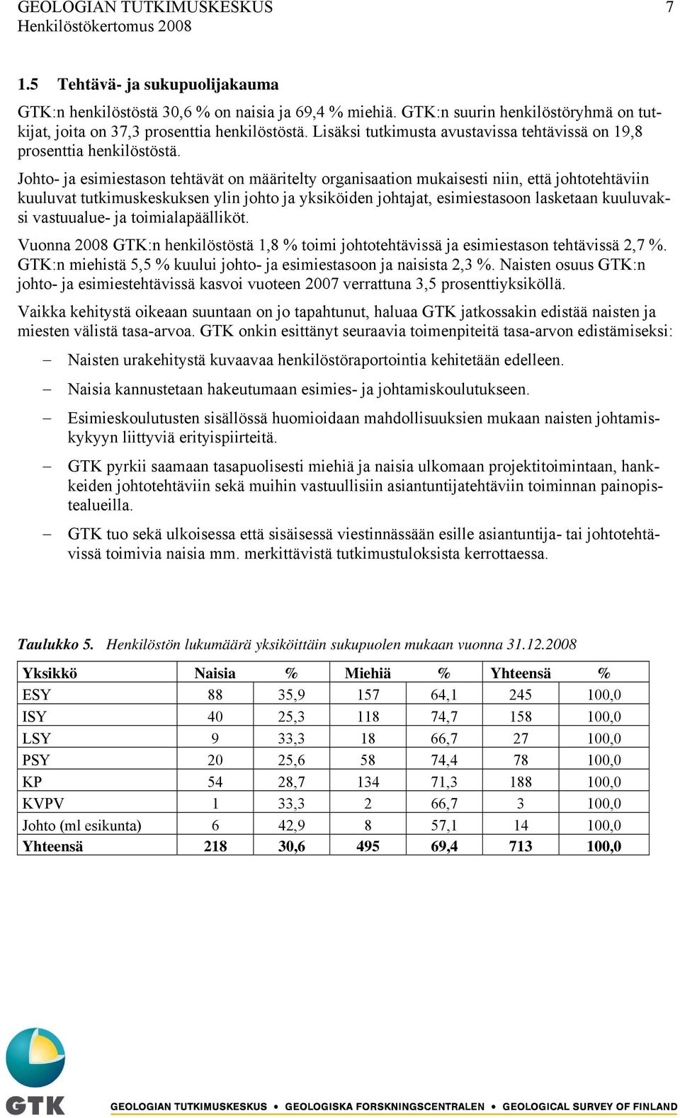 Johto- ja esimiestason tehtävät on määritelty organisaation mukaisesti niin, että johtotehtäviin kuuluvat tutkimuskeskuksen ylin johto ja yksiköiden johtajat, esimiestasoon lasketaan kuuluvaksi