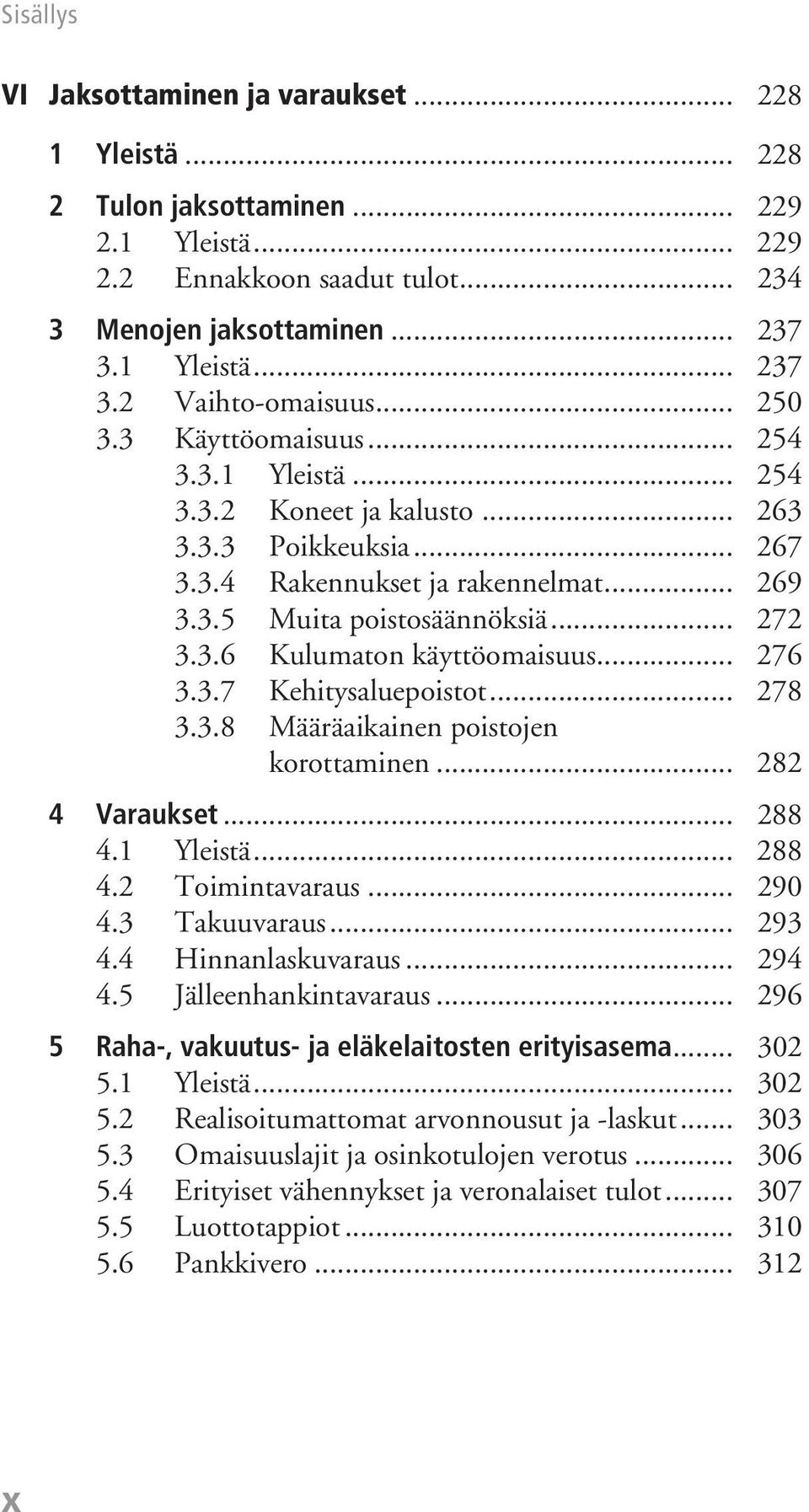 .. 276 3.3.7 Kehitysaluepoistot... 278 3.3.8 Määräaikainen poistojen korottaminen... 282 4 Varaukset... 288 4.1 Yleistä... 288 4.2 Toimintavaraus... 290 4.3 Takuuvaraus... 293 4.4 Hinnanlaskuvaraus.