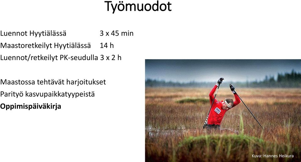 PK-seudulla 3 x 2 h Maastossa tehtävät harjoitukset