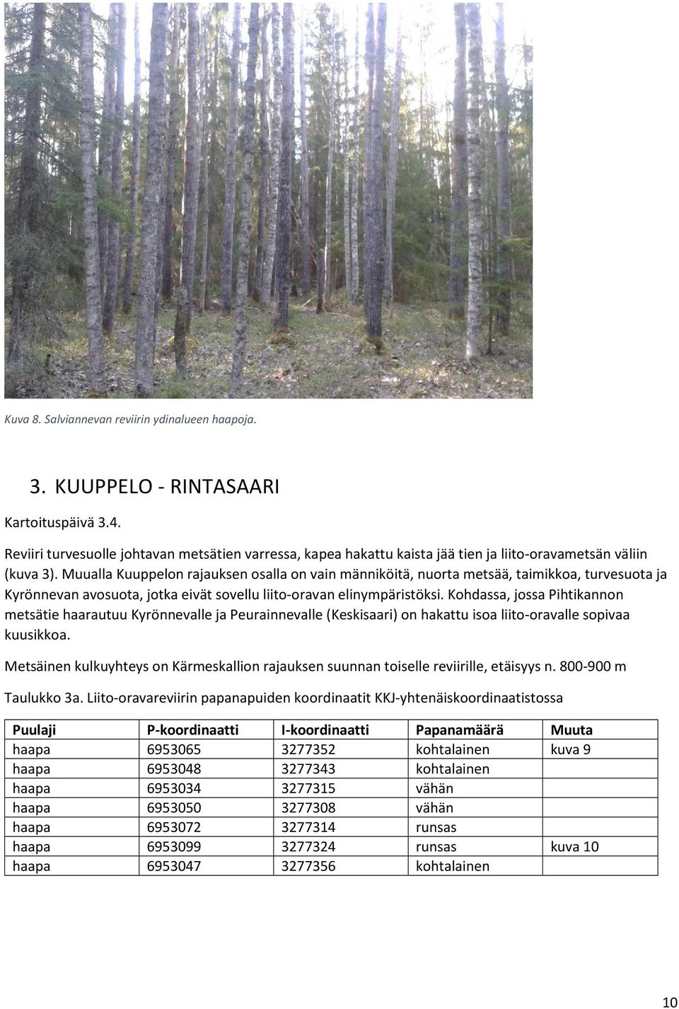 Muualla Kuuppelon rajauksen osalla on vain männiköitä, nuorta metsää, taimikkoa, turvesuota ja Kyrönnevan avosuota, jotka eivät sovellu liito-oravan elinympäristöksi.