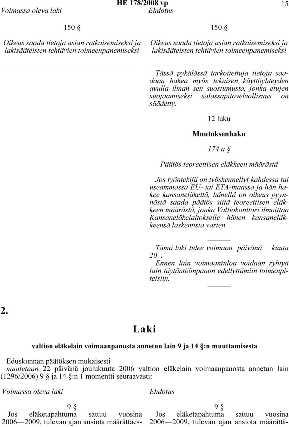 12 luku Muutoksenhaku 174 a Päätös teoreettisen eläkkeen määrästä Jos työntekijä on työskennellyt kahdessa tai useammassa EU- tai ETA-maassa ja hän hakee kansaneläkettä, hänellä on oikeus pyynnöstä