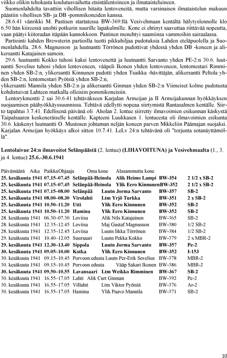 Pastisen startatessa BW-369:llä Vesivehmaan kentältä hälytyslennolle klo 6.50 hän kiireessä unohti potkurin suurille lapakulmille.
