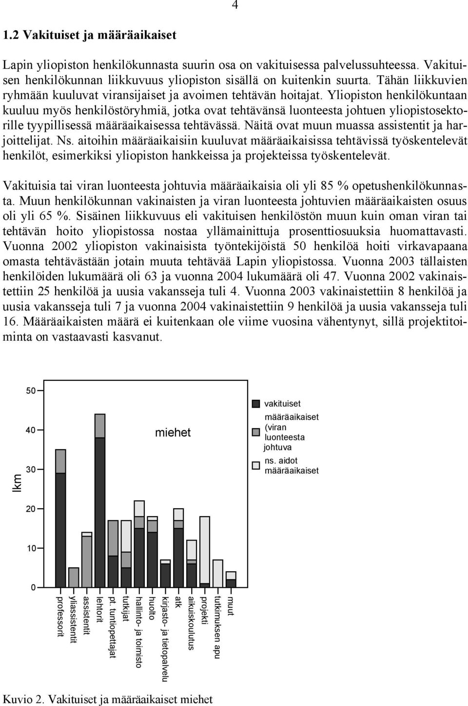 Yliopiston henkilökuntaan kuuluu myös henkilöstöryhmiä, jotka ovat tehtävänsä luonteesta johtuen yliopistosektorille tyypillisessä määräaikaisessa tehtävässä.