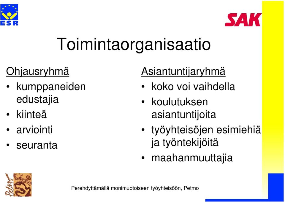 Asiantuntijaryhmä koko voi vaihdella koulutuksen