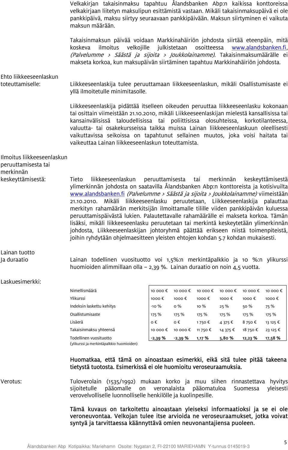 fi, (Palvelumme > Säästä ja sijoita > Joukkolainamme). Takaisinmaksumäärälle ei makseta korkoa, kun maksupäivän siirtäminen tapahtuu Markkinahäiriön johdosta.