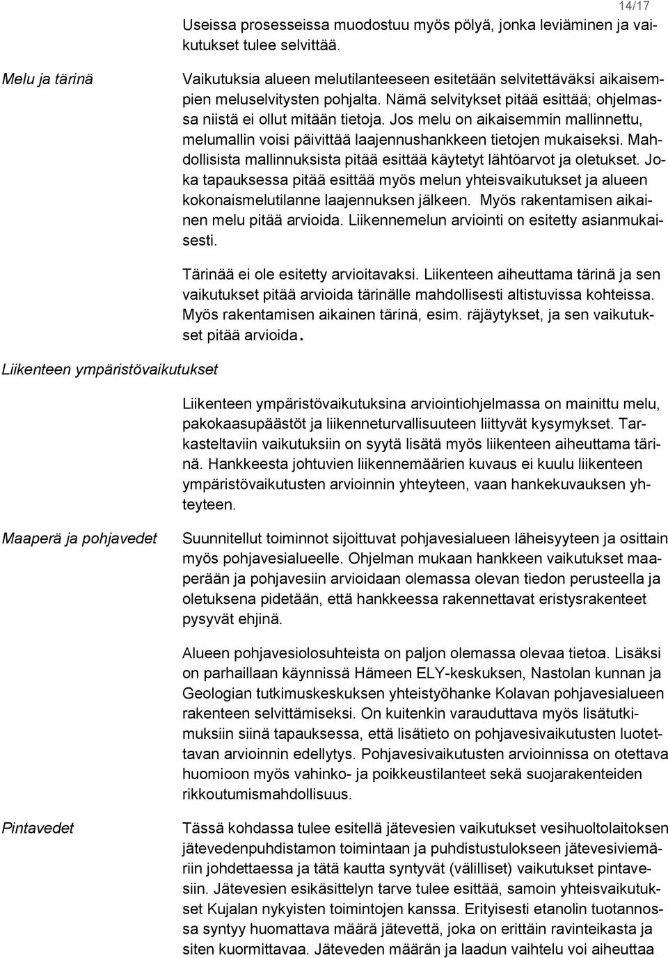 Jos melu on aikaisemmin mallinnettu, melumallin voisi päivittää laajennushankkeen tietojen mukaiseksi. Mahdollisista mallinnuksista pitää esittää käytetyt lähtöarvot ja oletukset.
