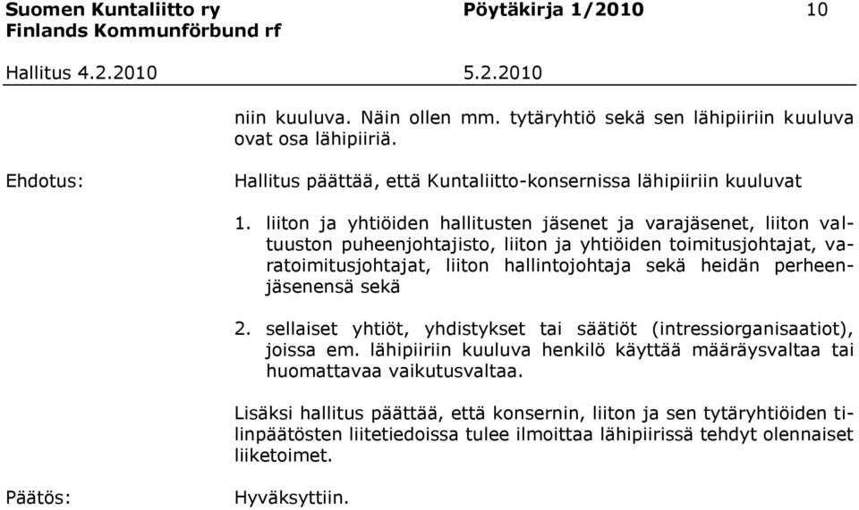 liiton ja yhtiöiden hallitusten jäsenet ja varajäsenet, liiton valtuuston puheenjohtajisto, liiton ja yhtiöiden toimitusjohtajat, varatoimitusjohtajat, liiton hallintojohtaja sekä heidän