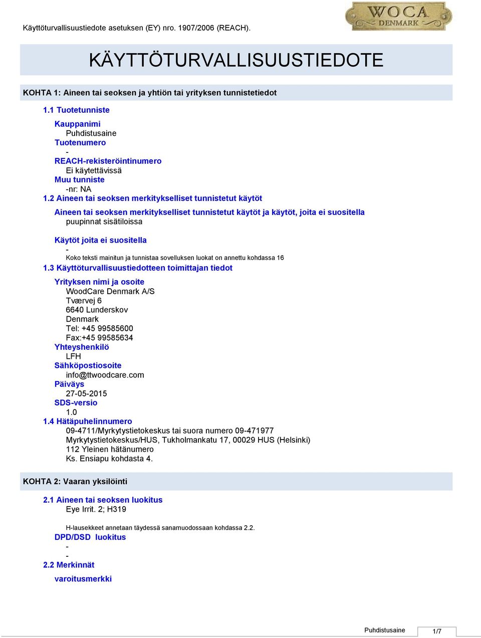 teksti mainitun ja tunnistaa sovelluksen luokat on annettu kohdassa 16 1.