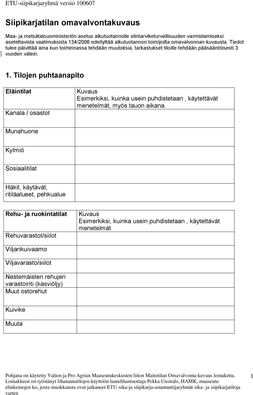 Tiedot tulee päivittää aina kun toiminnassa tehdään muutoksia, tarkastukset tiloille tehdään pääsääntöisesti 3 vuoden välein. 1.