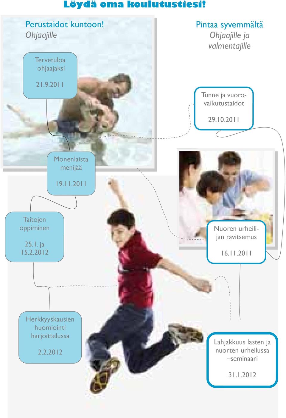 2011 Monenlaista menijää 19.11.2011 Taitojen oppiminen 25.1. ja 15.2.2012 Nuoren urheilijan ravitsemus 16.