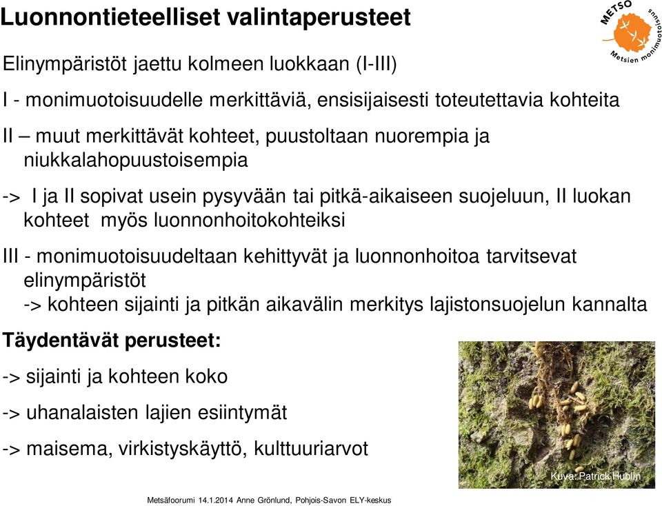 luonnonhoitokohteiksi III - monimuotoisuudeltaan kehittyvät ja luonnonhoitoa tarvitsevat elinympäristöt -> kohteen sijainti ja pitkän aikavälin merkitys