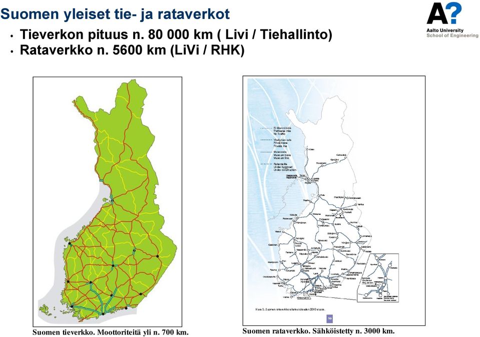 5600 km (LiVi / RHK) Suomen tieverkko.