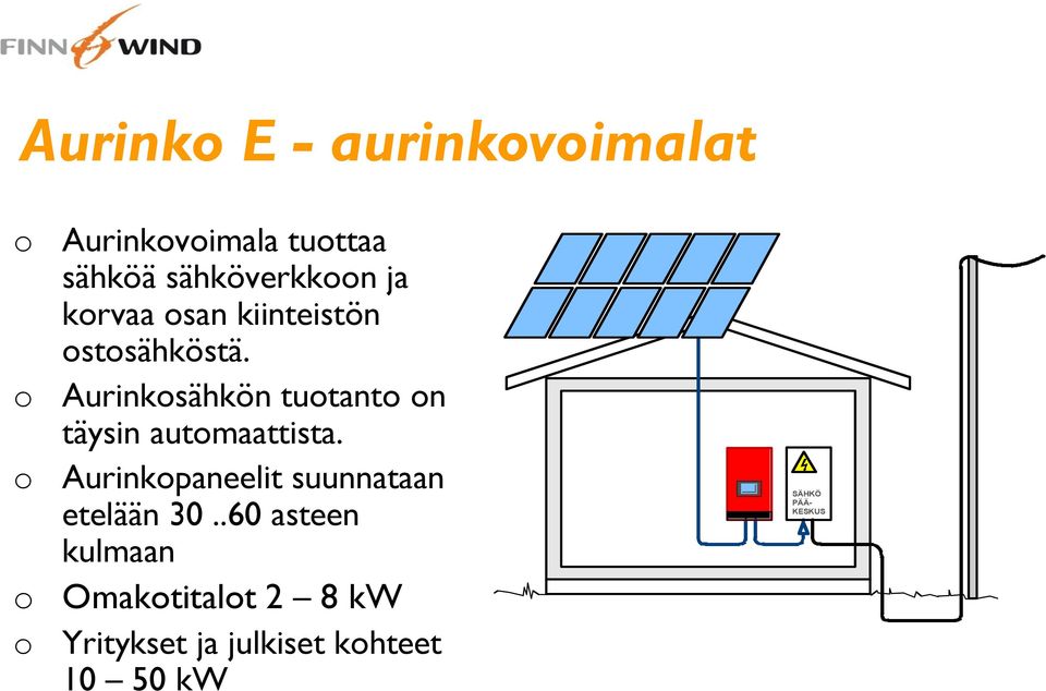 Aurinkosähkön tuotanto on täysin automaattista.