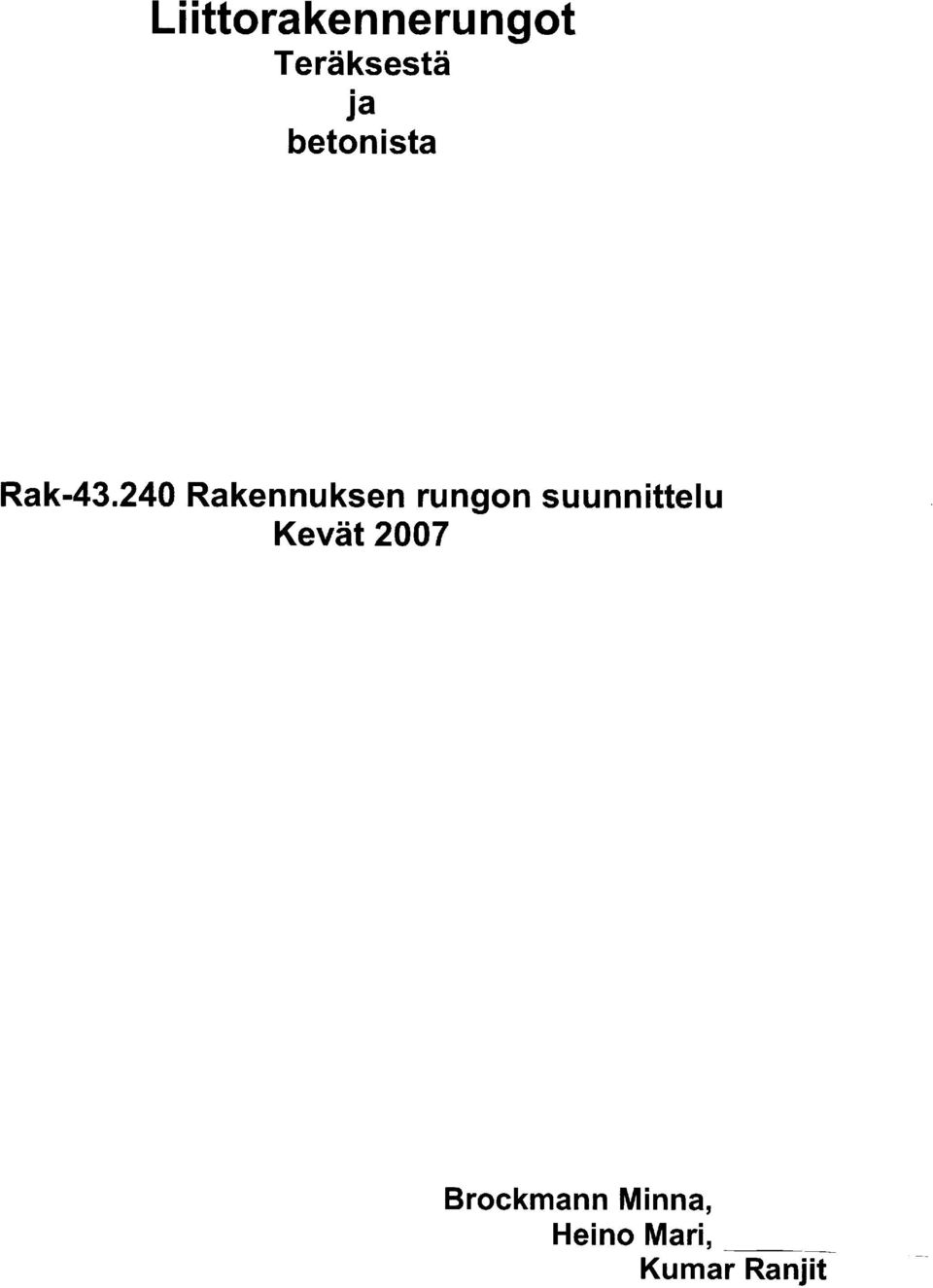 240 Rakennuksen rungon suunnittelu