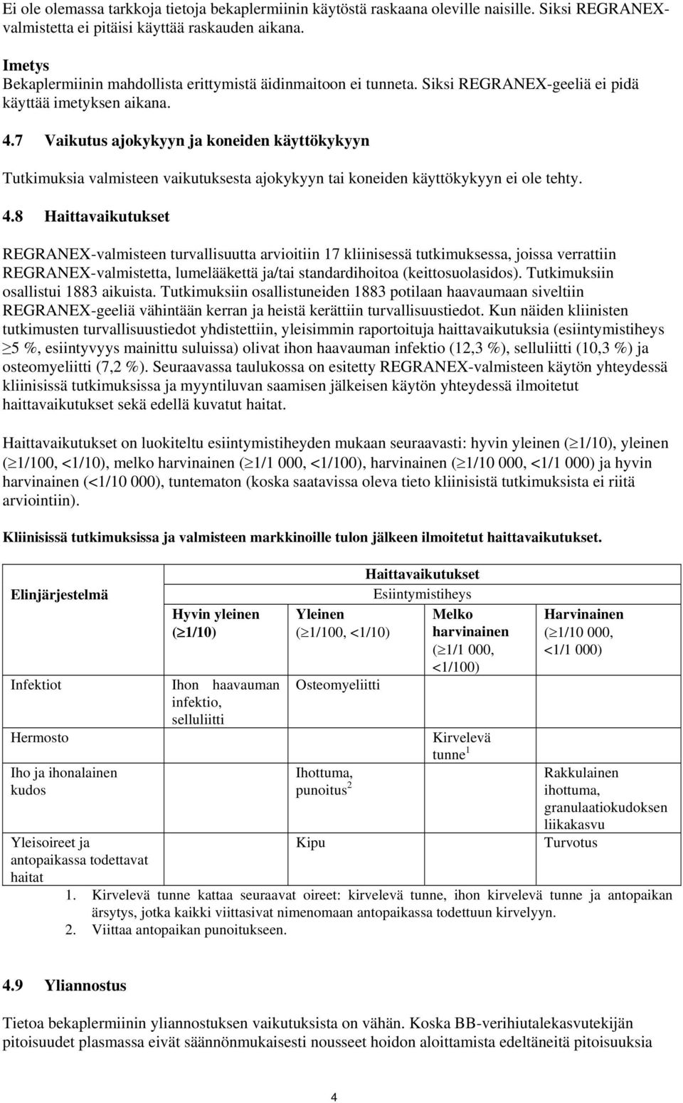 7 Vaikutus ajokykyyn ja koneiden käyttökykyyn Tutkimuksia valmisteen vaikutuksesta ajokykyyn tai koneiden käyttökykyyn ei ole tehty. 4.