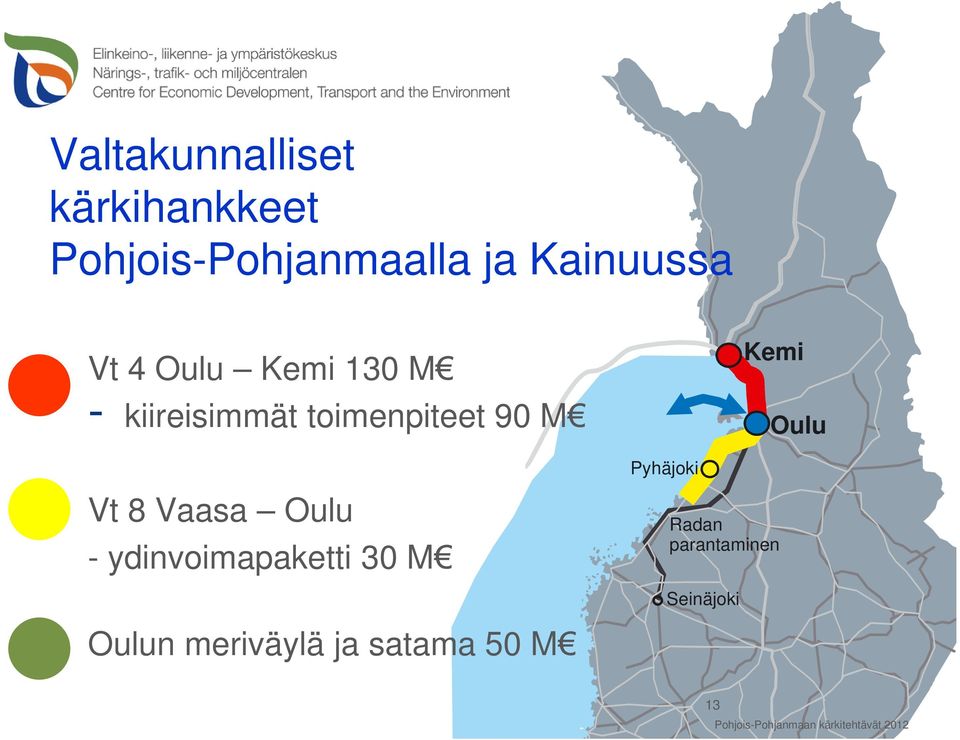 Vt 8 Vaasa Oulu - ydinvoimapaketti 30 M Radan parantaminen Seinäjoki
