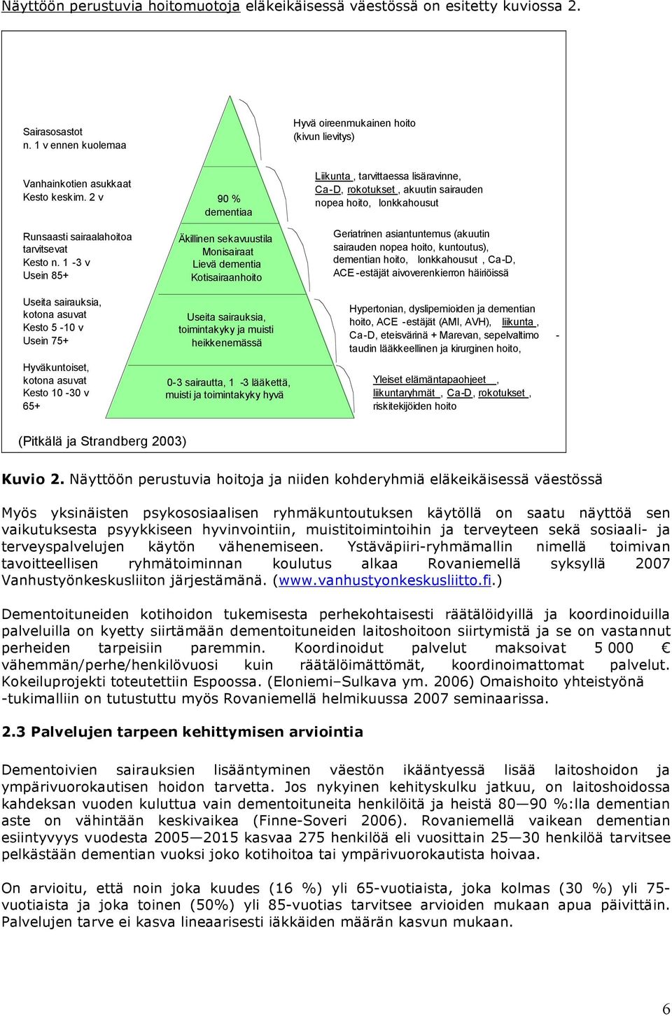 1-3 v Usein 85+ Useita sairauksia, kotona asuvat Kesto 5-10 v Usein 75+ Hyväkuntoiset, kotona asuvat Kesto 10-30 v 65+ 90 % dementiaa Äkillinen sekavuustila Monisairaat Lievä dementia