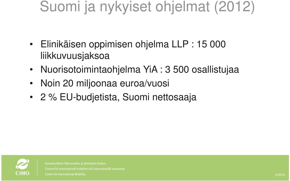 Nuorisotoimintaohjelma YiA : 3 500 osallistujaa Noin