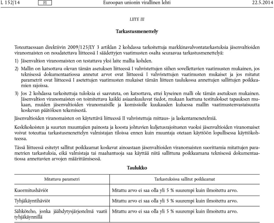 2) Mallin on katsottava olevan tämän asetuksen liitteessä I vahvistettujen siihen sovellettavien vaatimusten mukainen, jos teknisessä dokumentaatiossa annetut arvot ovat liitteessä I vahvistettujen