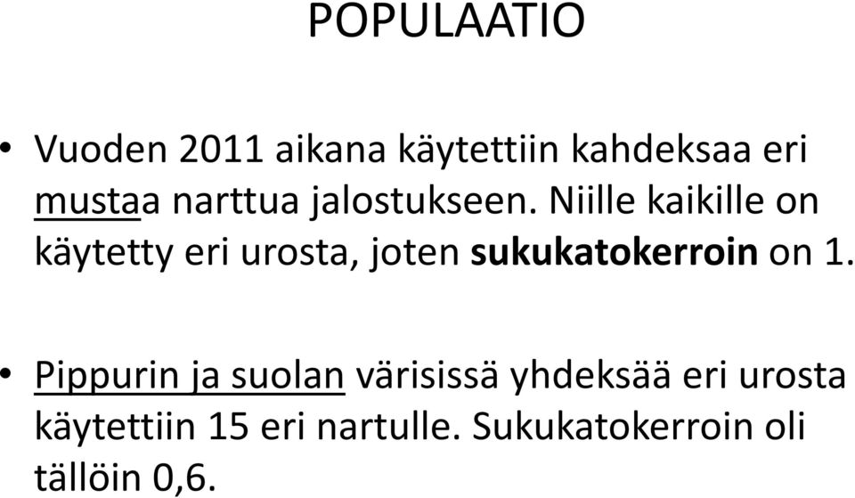 Niille kaikille on käytetty eri urosta, joten sukukatokerroin on