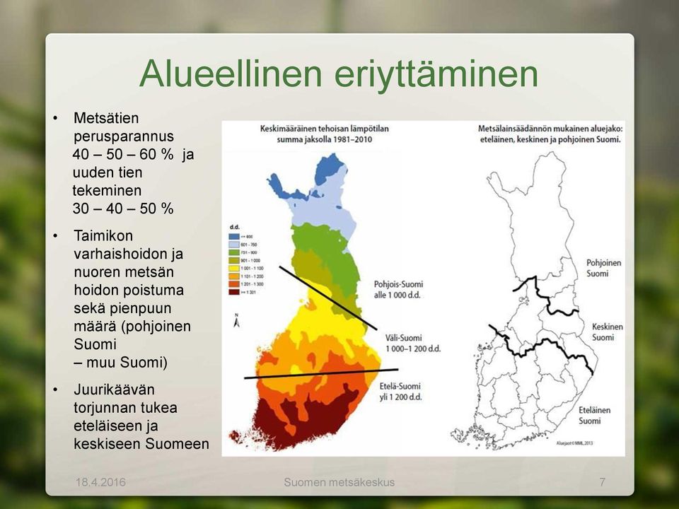 määrä (pohjoinen Suomi muu Suomi) Juurikäävän torjunnan tukea eteläiseen