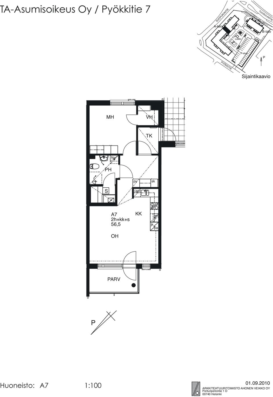 H 7 56,5 KK RV Luuk Huoneisto: 7 1:100