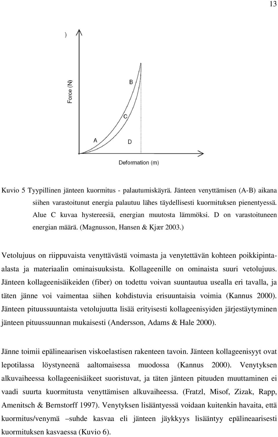 ) Vetolujuus on riippuvaista venyttävästä voimasta ja venytettävän kohteen poikkipintaalasta ja materiaalin ominaisuuksista. Kollageenille on ominaista suuri vetolujuus.