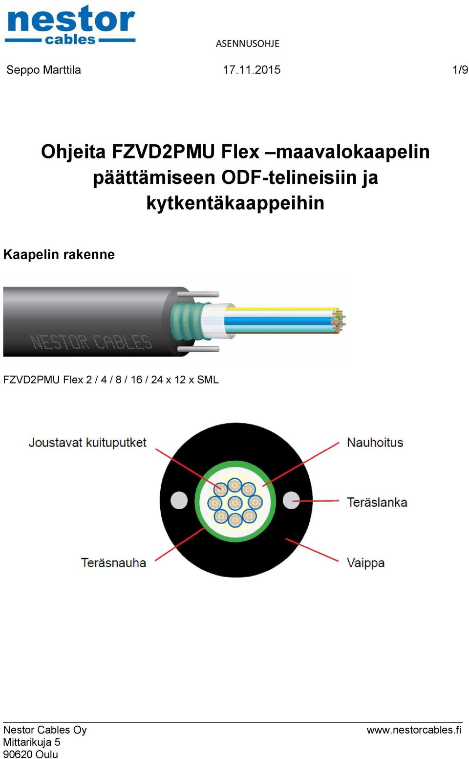 maavalokaapelin päättämiseen ODF-telineisiin