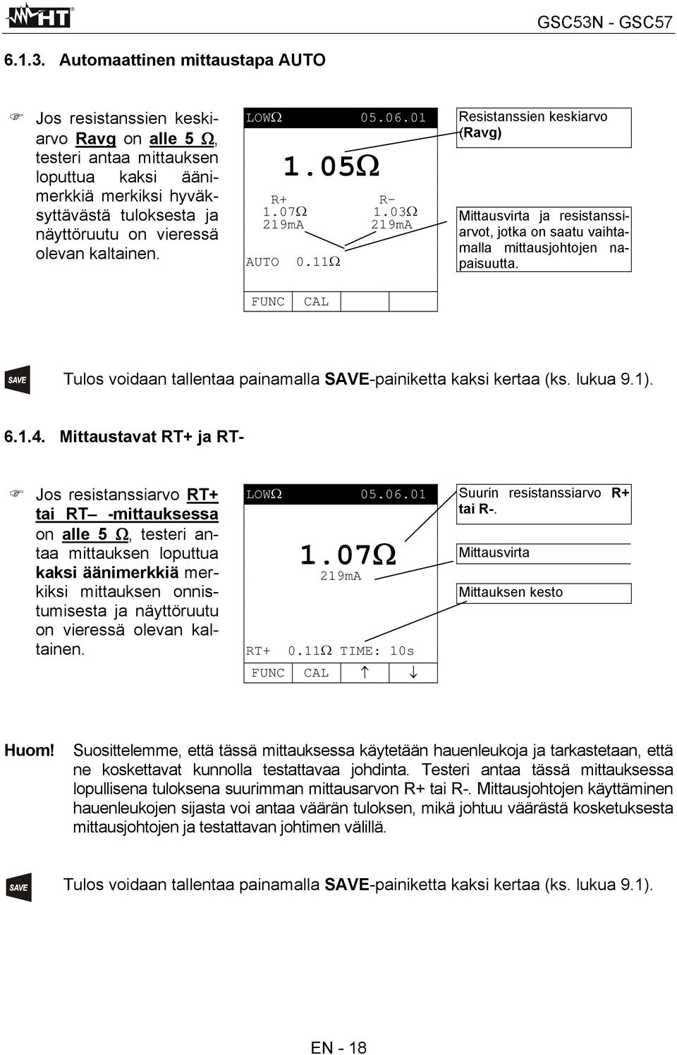 03Ω Mittausvirta ja resistanssiarvot, jotka on saatu vaihta- 219mA 219mA näyttöruutu on vieressä olevan kaltainen. malla mittausjohtojen napaisuutta. AUTO 0.