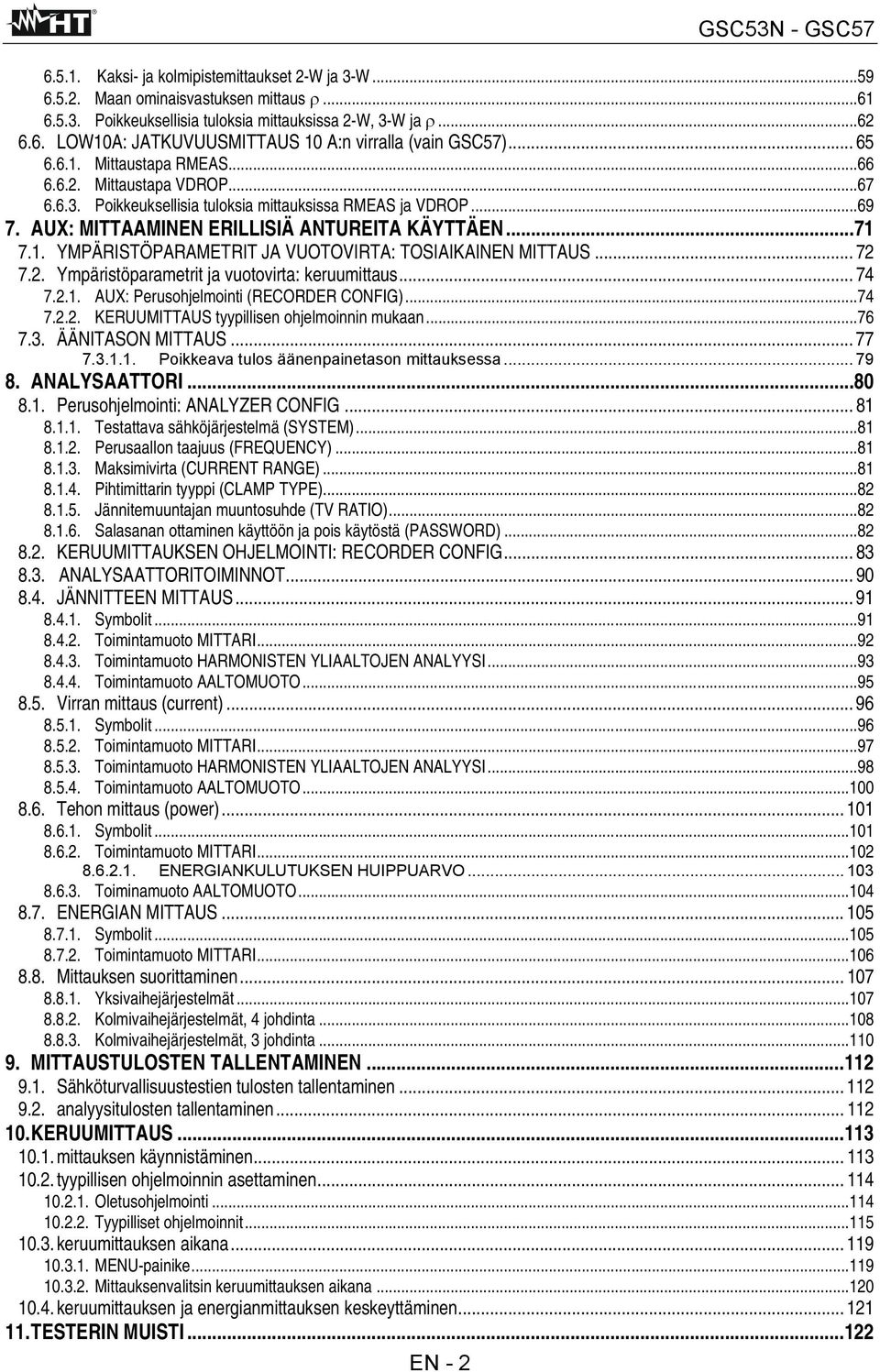 .. 72 7.2. Ympäristöparametrit ja vuotovirta: keruumittaus... 74 7.2.1. AUX: Perusohjelmointi (RECORDER CONFIG)...74 7.2.2. KERUUMITTAUS tyypillisen ohjelmoinnin mukaan...76 7.3. ÄÄNITASON MITTAUS.