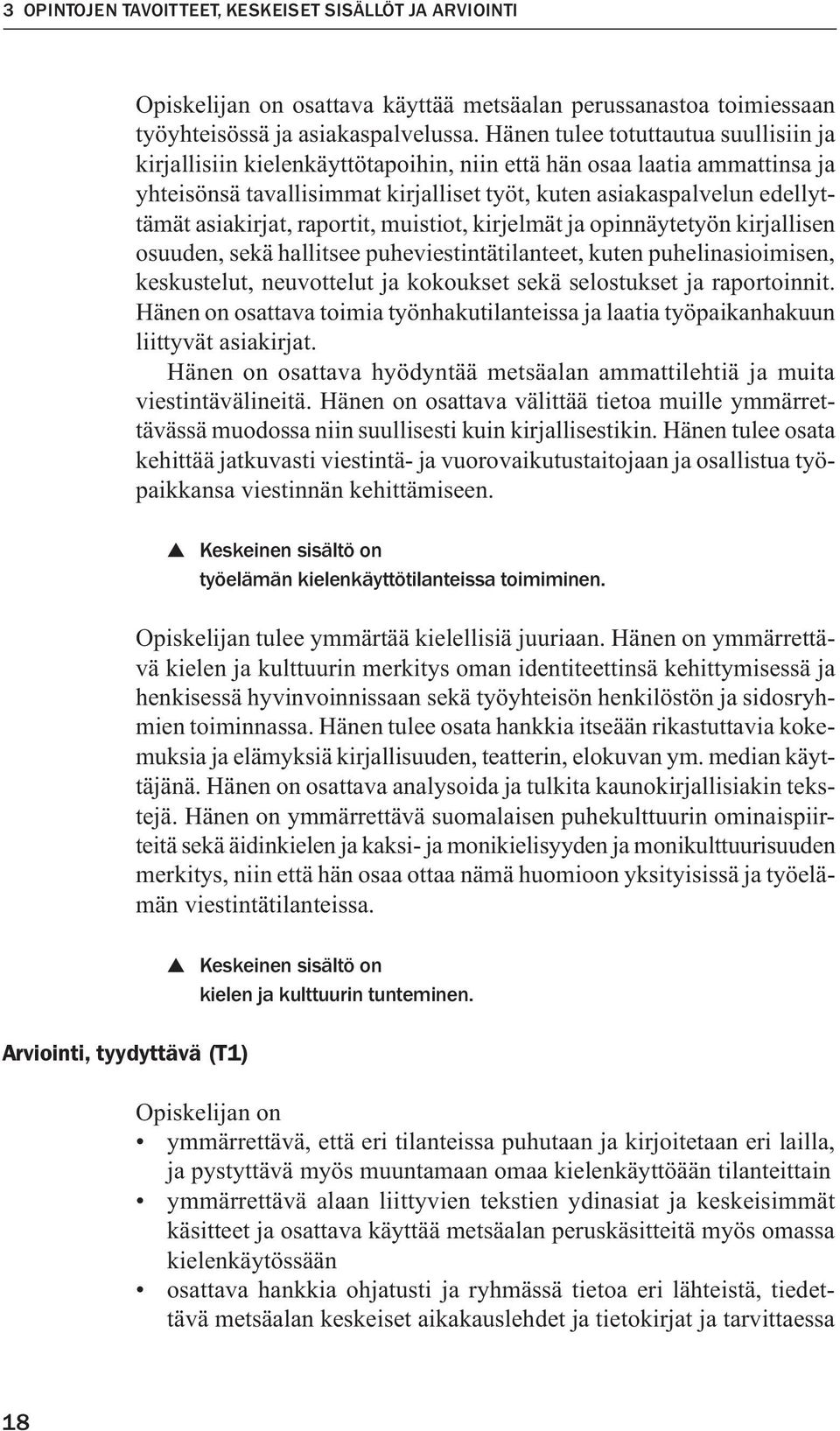 asiakirjat, raportit, muistiot, kirjelmät ja opinnäytetyön kirjallisen osuuden, sekä hallitsee puheviestintätilanteet, kuten puhelinasioimisen, keskustelut, neuvottelut ja kokoukset sekä selostukset