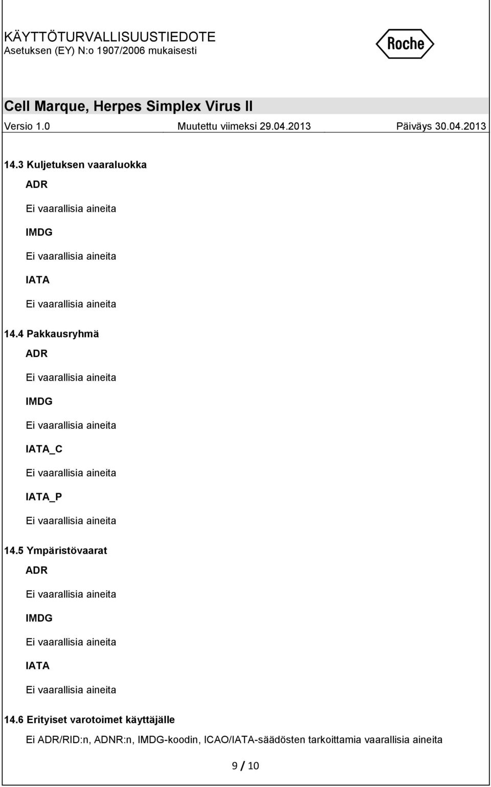 5 Ympäristövaarat ADR IMDG IATA 14.