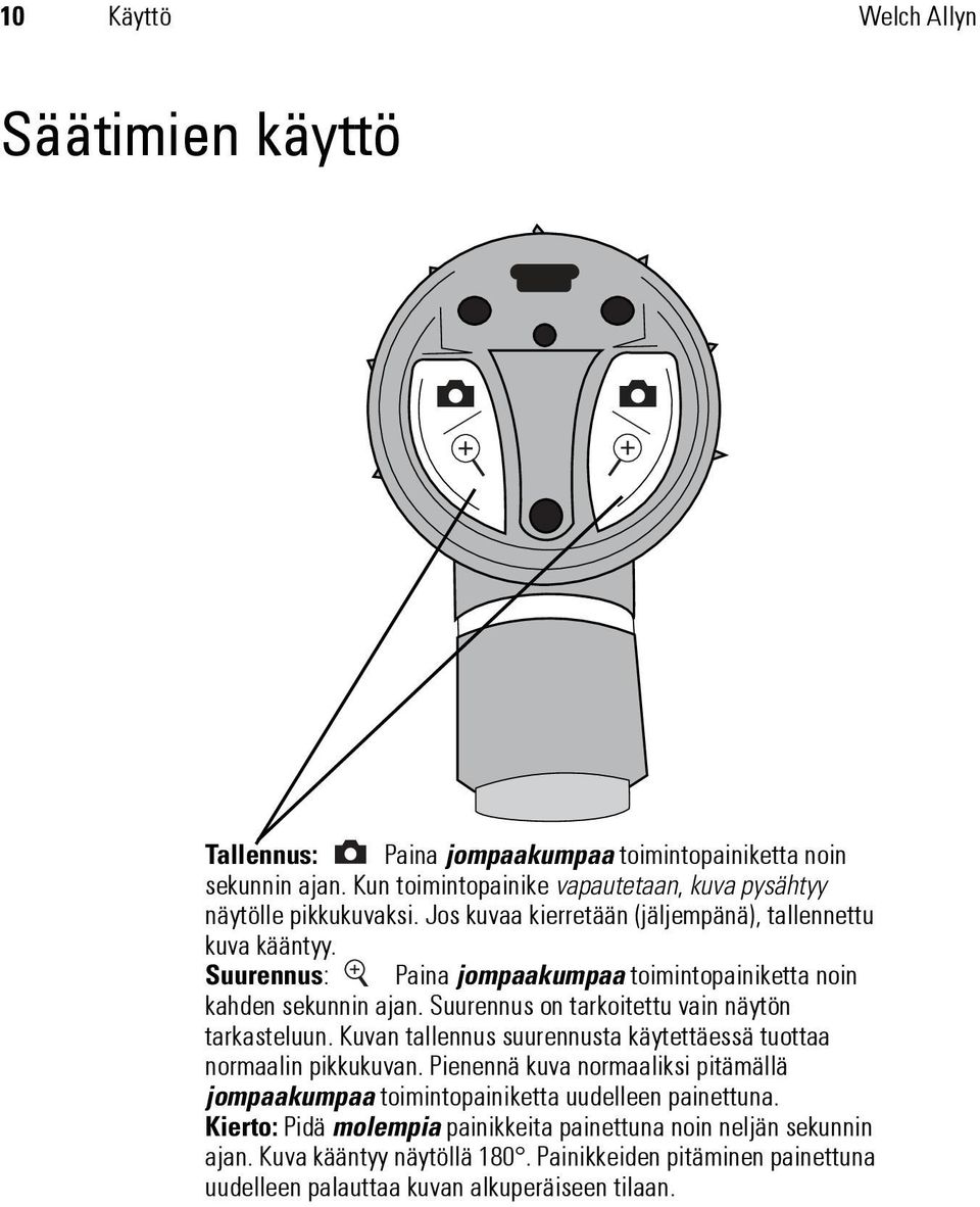 Suurennus on tarkoitettu vain näytön tarkasteluun. Kuvan tallennus suurennusta käytettäessä tuottaa normaalin pikkukuvan.