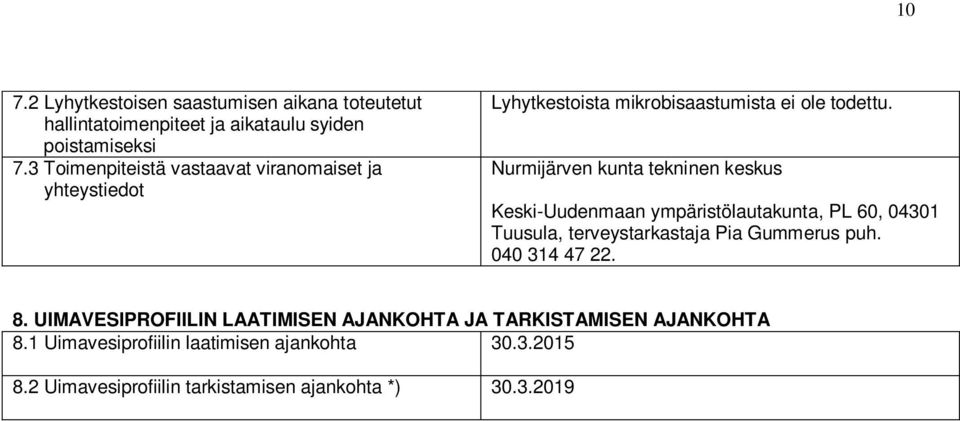 Nurmijärven kunta tekninen keskus Keski-Uudenmaan ympäristölautakunta, PL 60, 04301 Tuusula, terveystarkastaja Pia Gummerus puh.