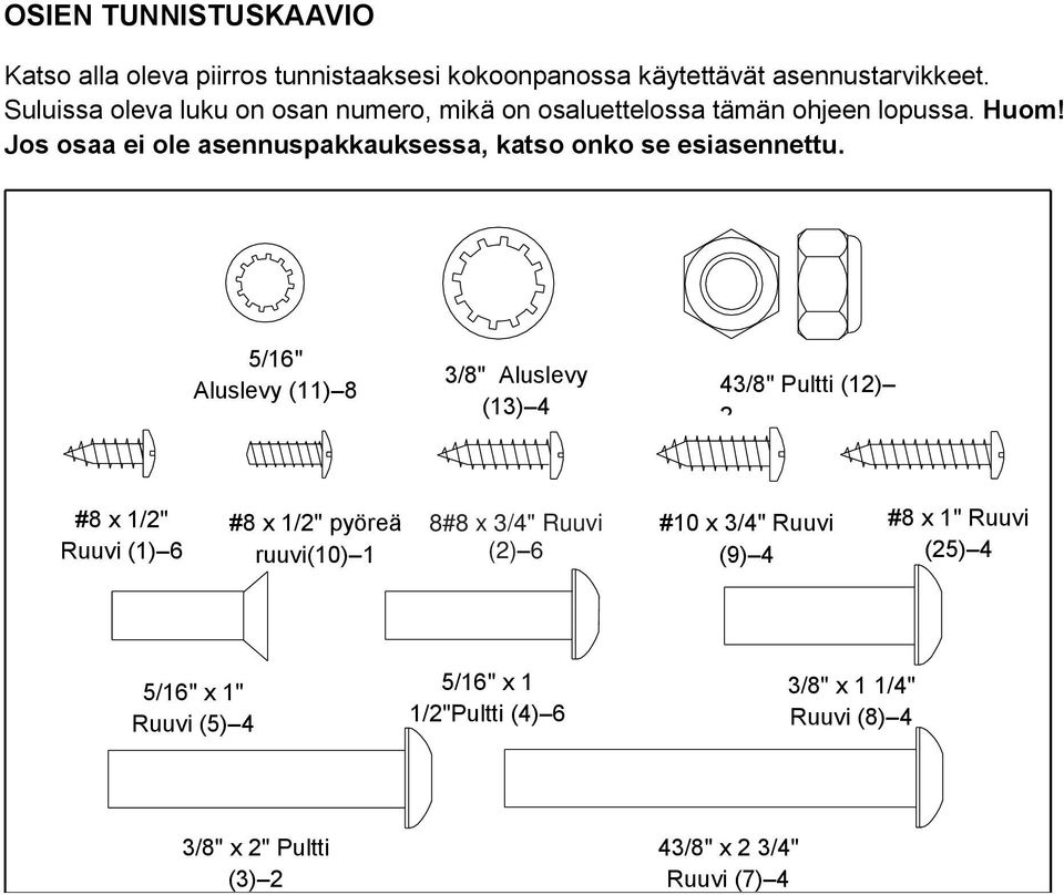 Jos osaa ei ole asennuspakkauksessa, katso onko se esiasennettu.