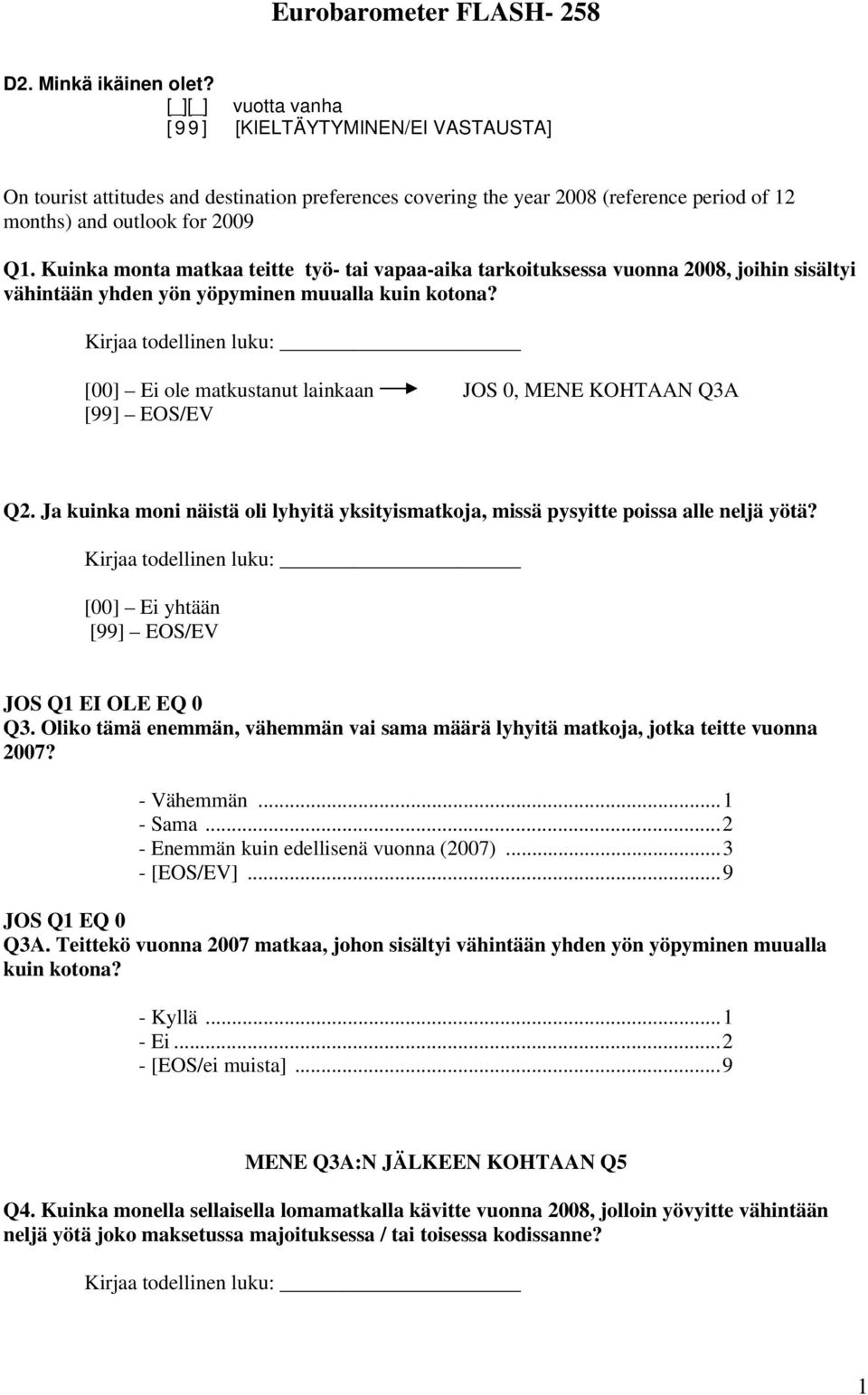 Kuinka monta matkaa teitte työ- tai vapaa-aika tarkoituksessa vuonna 2008, joihin sisältyi vähintään yhden yön yöpyminen muualla kuin kotona?