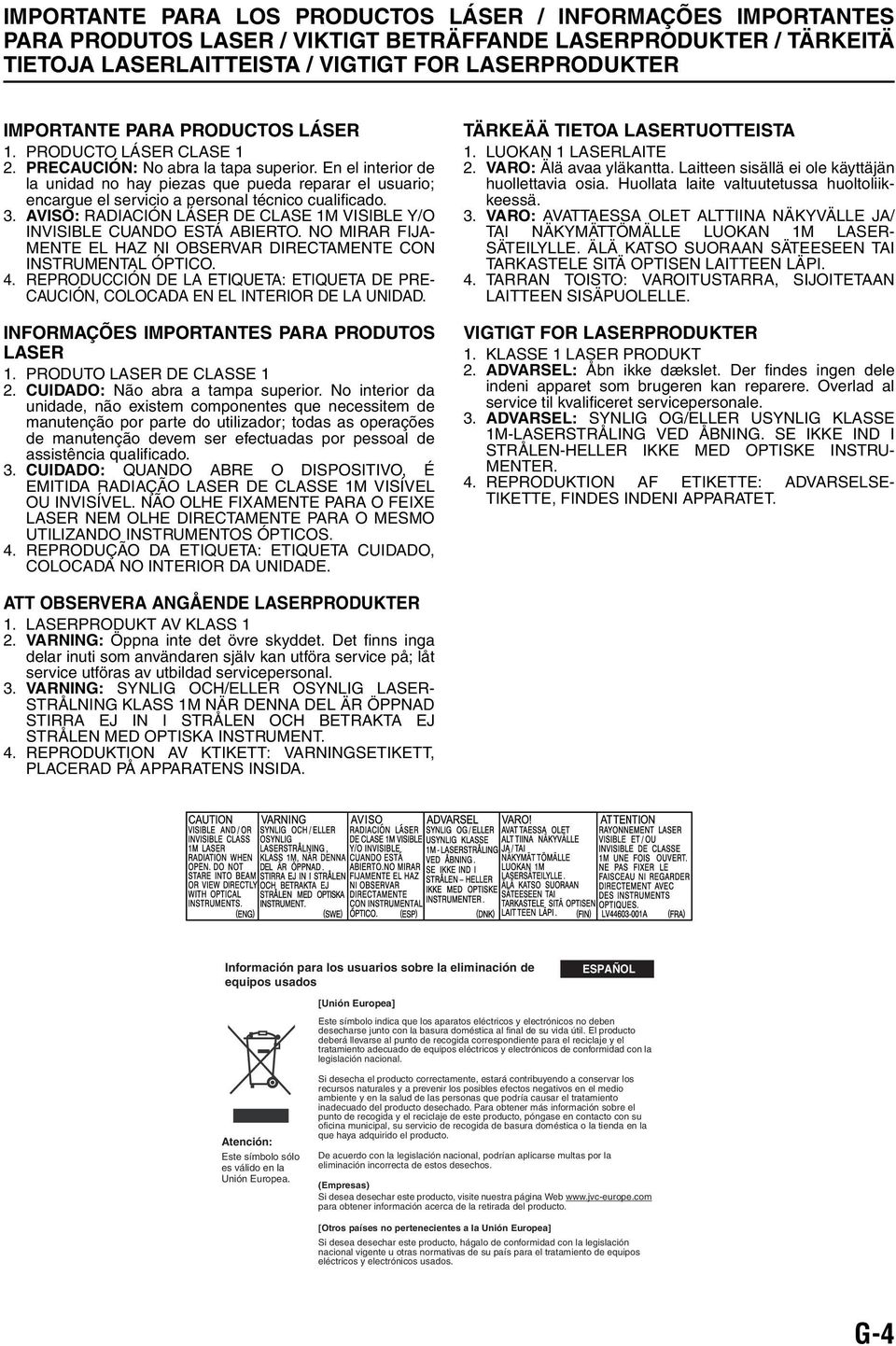 En el interior de la unidad no hay piezas que pueda reparar el usuario; encargue el servicio a personal técnico cualificado. 3.
