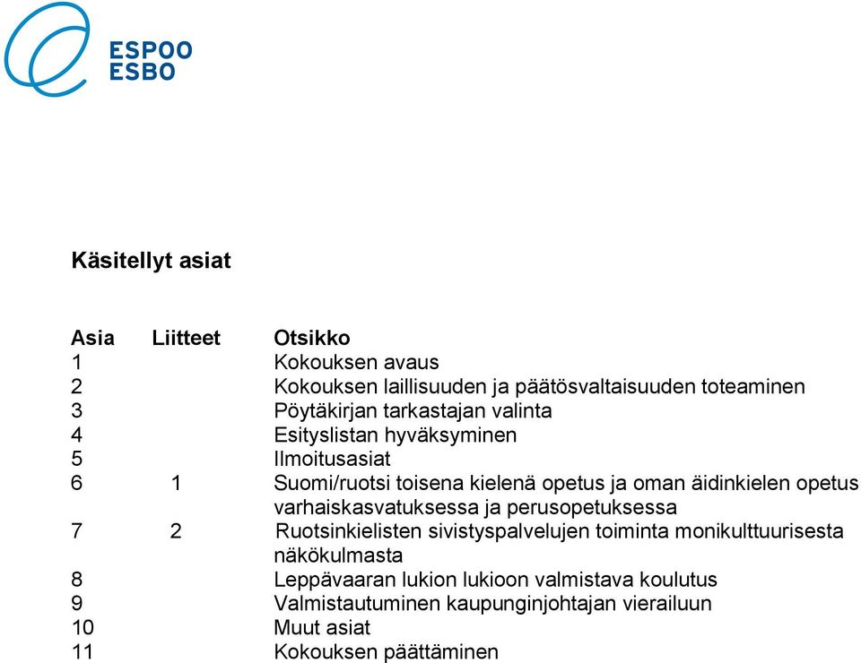 opetus varhaiskasvatuksessa ja perusopetuksessa 7 2 Ruotsinkielisten sivistyspalvelujen toiminta monikulttuurisesta näkökulmasta