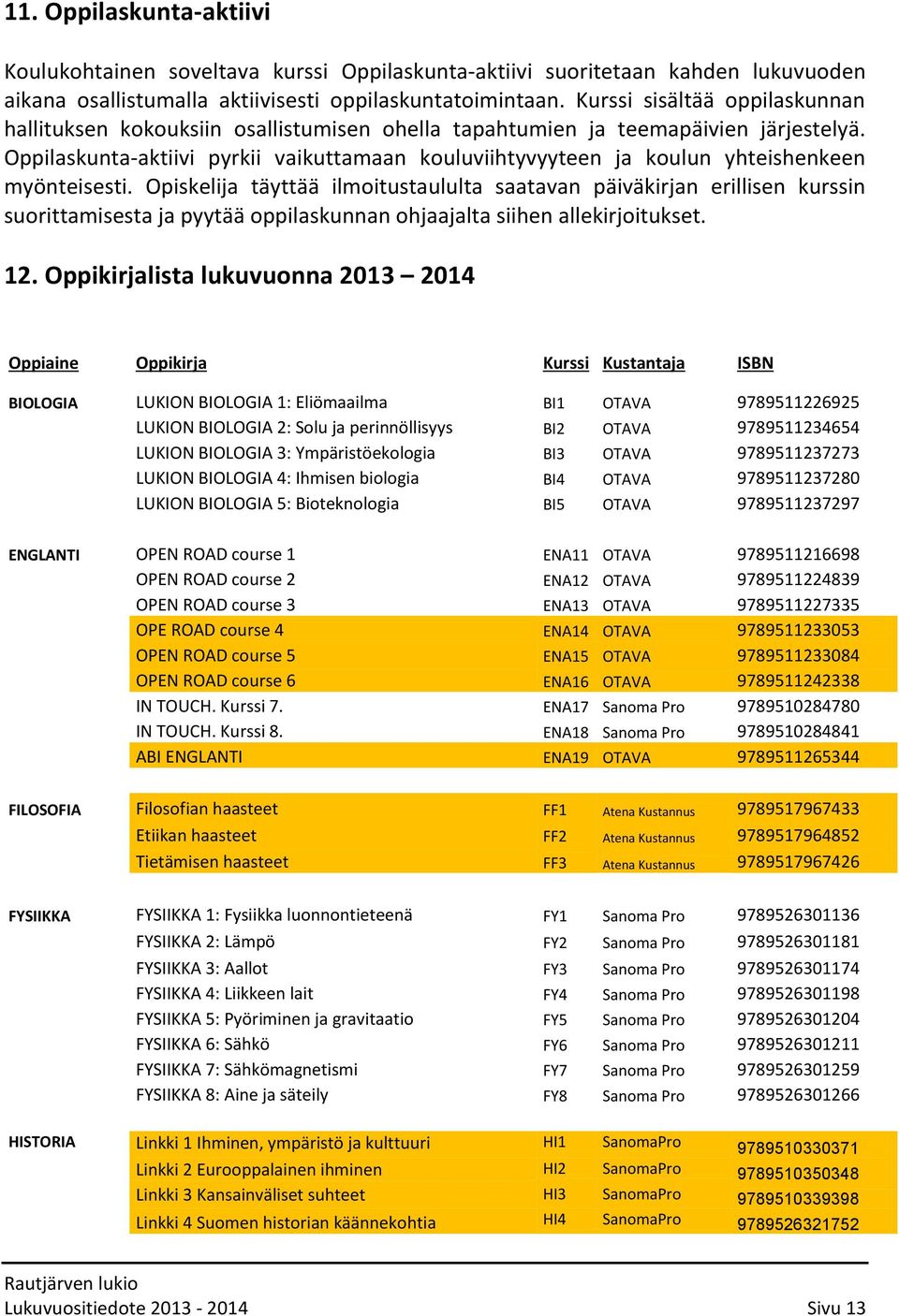 Oppilaskunta-aktiivi pyrkii vaikuttamaan kouluviihtyvyyteen ja koulun yhteishenkeen myönteisesti.