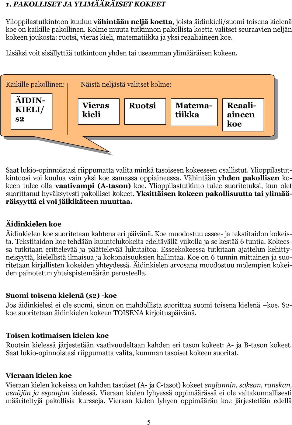 Lisäksi voit sisällyttää tutkintoon yhden tai useamman ylimääräisen kokeen.