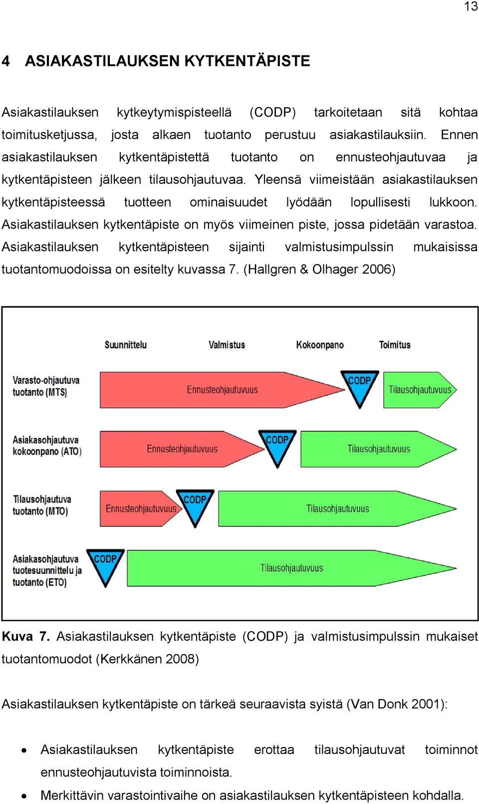 Yleensä viimeistään asiakastilauksen kytkentäpisteessä tuotteen ominaisuudet lyödään lopullisesti lukkoon. Asiakastilauksen kytkentäpiste on myös viimeinen piste, jossa pidetään varastoa.