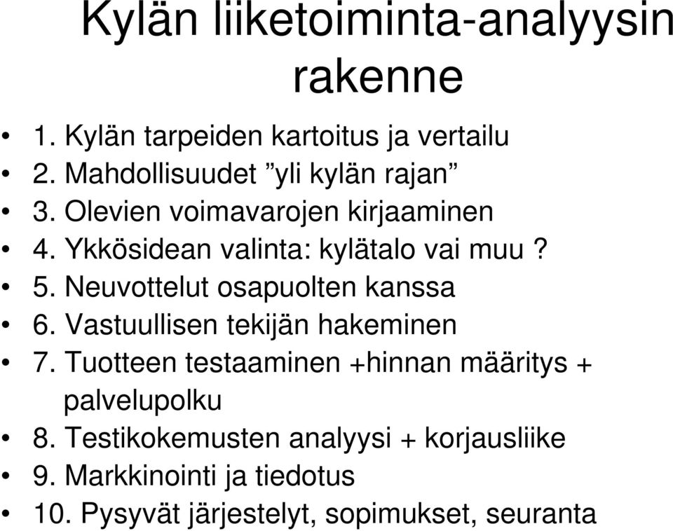 5. Neuvottelut osapuolten kanssa 6. Vastuullisen tekijän hakeminen 7.